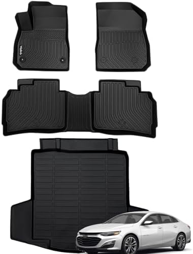 Wailtnb-Car Floor Mats & Cargo Liner Set for Chevrolet Malibu 2016-2025 All Weather Floor Mats for Chevrolet Chevy Malibu 16-25 Cargo Liner TPE Waterproof Trunk Liners Full Set Accessories for Malibu by Wailtnb