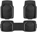 Amazon Basics 3-Piece All-Weather Heavy Duty, Full Set PVC Floor Mats for Universal Fit in Cars, SUVs, and Trucks, Black, Trim to Customize by AmazonBasics