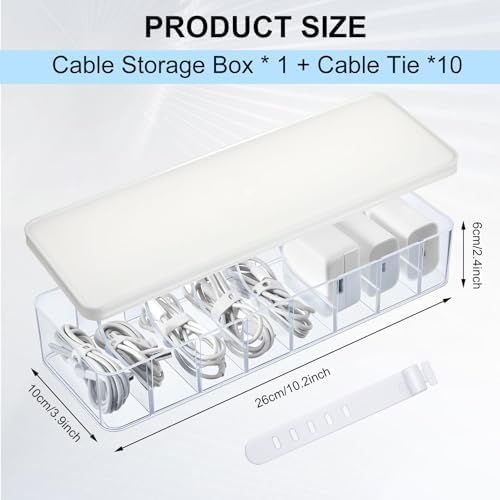 Tatuo Cord Organizer Box with Lid, Clear, White, 1 Pack - Image 2