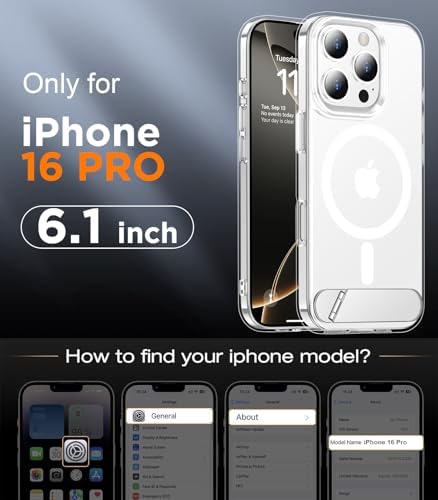 Temdan Magnetic Compatible with iPhone 16 Pro Case, [Built-in Invisible Kickstand][Compatible with MagSafe] [Military Grade Shockproof] Slim Thin Phone Case for iPhone 16 Pro 6.3" - Image 2