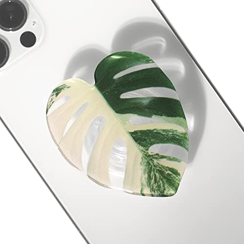 OnTheGrip Cute Acrylic Tropical Leaf Design Collapsible Expandible Mobile Phone Grip Stand Holder for Smartphone Tablet Cell Phone Accessory (Albo Monstera) by OnTheGripofficial