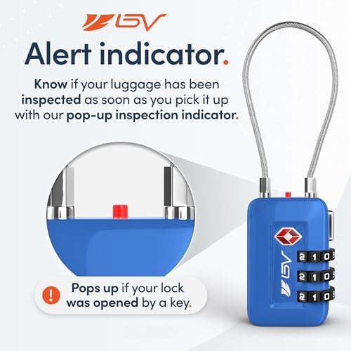 TSA Accepted Luggage Travel Lock, Set-Your-Own Combination Lock for School Gym Locker, Luggage Suitcase Baggage Locks, Filing Cabinets, Toolbox, Case (Blue, 2 Pack) - Image 3