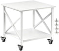 Printer Stand, 23.6 x 23.6 Inches Large Printer Stand with Storage Shelf, 2 Tier Printer Table for Home Office, Rolling Printer Cart with Industrial Wheels, Mini Fridge Stand Table, White by Unknown