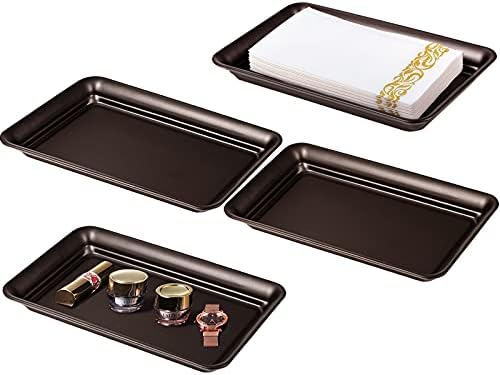 SheeChung Metal Vanity Tray, Bathroom Counter Storage Tray, Bronze 4 Pack by SheeChung