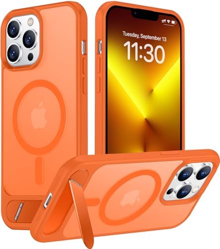 Temdan Magnetic Compatible with iPhone 13 Pro Max Case, [Built-in Invisible Kickstand][Compatible with MagSafe][Military Grade Shockproof] Slim Translucent Matte Phone Case for iPhone 13 Pro Max 6.7" by Temdan