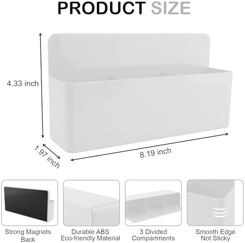 KITANIS Magnetic Pen Holder,3 Compartments Magnetic Dry Erase Marker Holder,Extra Strong Magnet Storage Marker Pen Pencil Organizer for Refrigerator,Whiteboard,Locker Accessories(Long Style) - Image 2