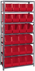 Quantum Storage Systems QSBU-265RD Giant Open Hopper Steel Shelving System, 18" D x 36" W x 75" H, with 7 Shelves and 24 QUS265 Bins, Red by QuantumStorageSystems