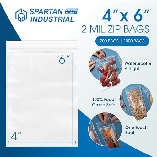 4x6 Plastic Bags for Snacks (200 Count) - 2 Mil Clear Reclosable Zip Bags - Image 2