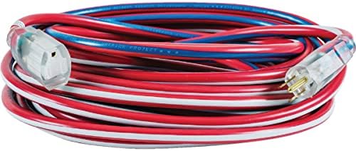 Southwire 2547SWUSA1 25-Feet; Contractor Grade; 12/3; Lighted End Red White and Blue; American Made Extension Cord; Indoor and Outdoor Use; Water Resistant Flexible Jacket; Foot; Ft - Image 4