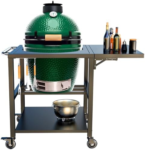 Heavy-Duty Grill Table Cart for Large Big Green Egg, Metal Green Egg Stand by OutdoorGrilling-Glacenox