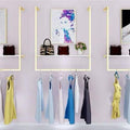 Clothing Store Square Tube Metal Display Stands, Entrance Porch Organization Hanging Garment Rack,Wall Mounted Storage Clothes Shoe Bag Pipe Shelf Bookshelf (Gold, 39" L) by Ethemiable