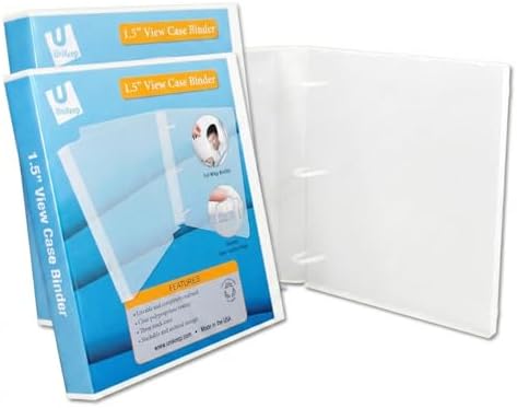 UniKeep 3 Ring View Binder - Binder Case is Fully Enclosed - Available in White, Clear, or Black and in Different Spine Sizes (Pack of 3, Clear, 1.5 Inch) by UniKeep