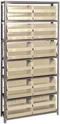 Quantum Storage Systems QSBU-245IV Solid Heavy Duty 7 Shelves 24 Ultra Stack & Hang Ivory Bins 75" H x 36" W x 12" D by QuantumStorageSystems