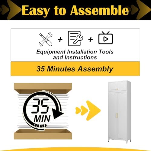 SteeLoong 90"Metal Pantry Storage Cabinet with Doors & 4 Adjustable Shelves - Image 6