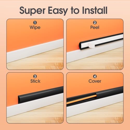TV Cord Hider for Wall Mounted TV, Black, 56.7in, 4× L14.2in W1.18 H0.43in - Image 4