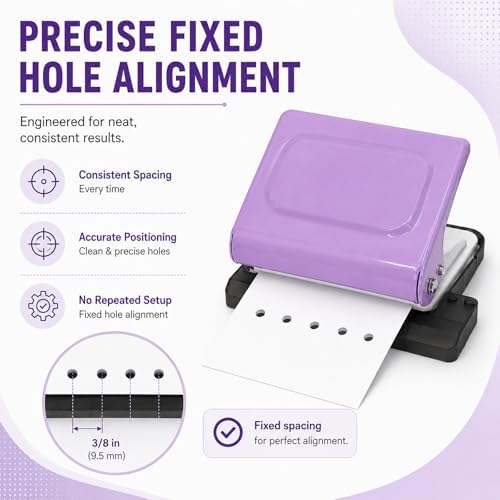 10 Hole Punch Binding Machine Kit for Planner (Purple) with 10 Multi-Color Spiral Coils, Adjustable A4 A5 B5 Paper Puncher, DIY Notebook Scrapbook Maker for Home Office School Organization - Image 3
