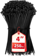 Cable Zip Ties, 250PCS Multi-Purpose Nylon Zip Ties, 4 Inch Self Locking Cable Ties,Self-Locking Wire Ties used for home, garden, garage,indoor and outdoor.Black Cable Ties by HAVEMETD