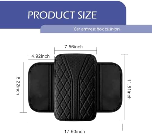 Car Center Console Cover, Breathable Fiber Leather Car Armrest Cover with 2 Storage Bags, Universal Vehicle Center Console Pad, Universal for SUV, Sedan, Truck (Black) - Image 2