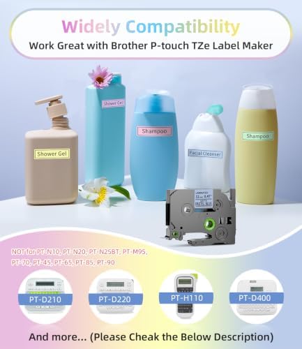 6X Compatible with Brother Label Maker Tape 12mm 0.47 Multi Color Laminated - Image 2