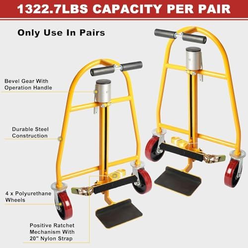 Manual Furniture Mover Tool Set,Heavy Duty Moving Dolly, 1300 lbs Capacity, 12" Lift Height.Machinery Mover Pake Handling Tools. （(Set of 2)） - Image 2