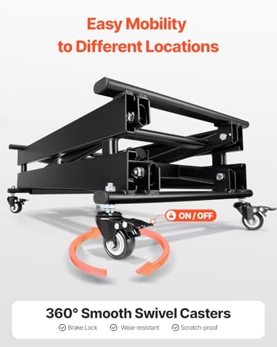 VEVOR Electric Lift Table, 330 lbs Capacity Single Scissor Lift Table, 8-28 in Height Adjustable Lifting Platform, Coffee Table Lift with 4 Wheels, for Material Handling and Transportation, Black - Image 5
