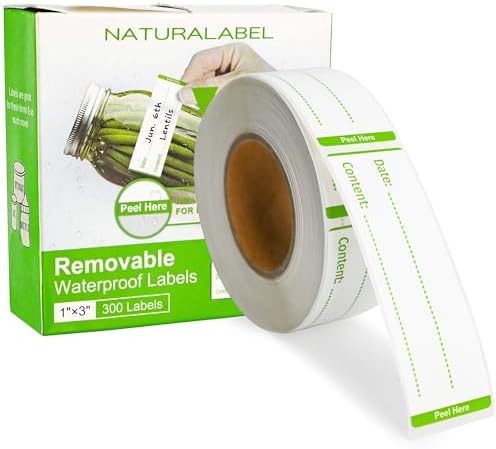 NATURALABEL 300 Removable Freezer Labels with Dispenser, 1" x 3" (Green) by NATURALABEL