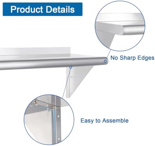 HARDURA Stainless Steel Shelf 12" x 48", 250lb Commercial - Image 4