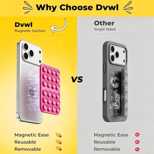 2026 Upgraded Magnetic Suction Sticky Phone Grip for Magsafe, Hot Pink - Image 3