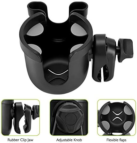 Accmor Stroller Cup Holder with Phone Holder, Bike Cup Holder, Walker Scooter Wheelchair Cup Holder Attachment, Universal Cup Holder for Uppababy Graco Strollers - Image 4