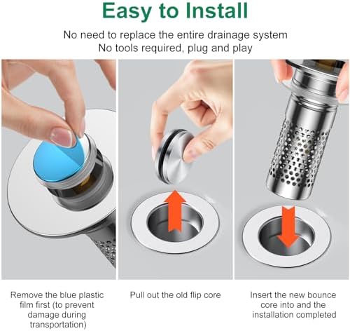 Bathroom Sink Drain Strainer,Universal Pop-Up Sink Stopper Hair Catcher - Image 4