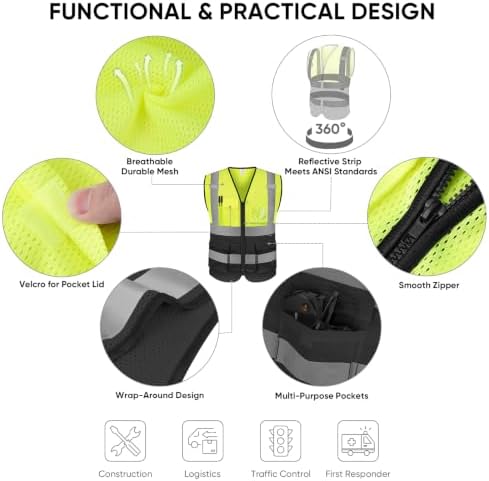 TICONN High Visibility Reflective Safety Vest for Men & Women, ANSI Class 2 - Image 2
