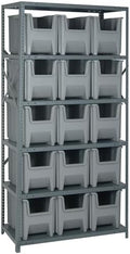 Quantum Storage Systems QSBU-600GY Solid Heavy Duty 6 Shelves 15 Giant Stack Gray Bins 75" H x 36" W x 18" D by QuantumStorageSystems