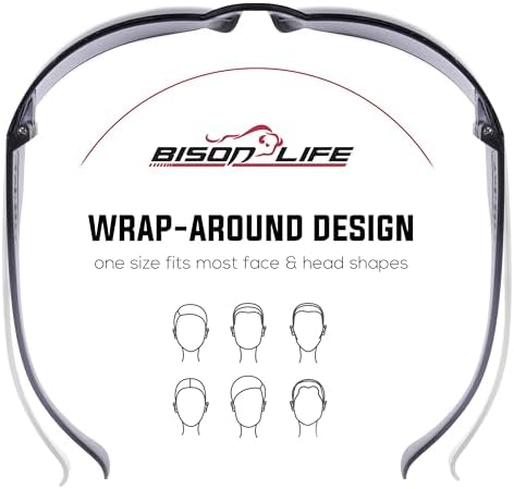 BISON LIFE Gray Safety Glasses for Men & Women, ANSI Z87.1, 6 Pack - Image 6
