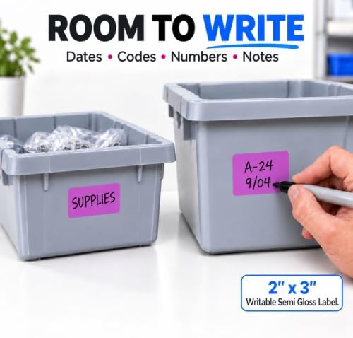 ChromaLabel Purple Rectangle Labels in Dispenser Box, 2" x 3" Permanent Color Coding Stickers, Writable Violet Paper Labels for Inventory, Warehouse, Office and Classroom, 250 Labels - Image 4