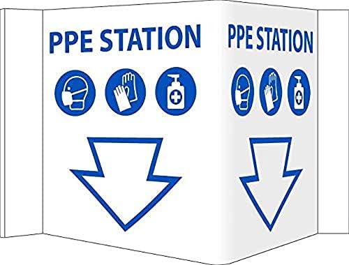 Ppe Station Visi Sign, 6 X 9, Rigid Vinyl 3MM by NMC