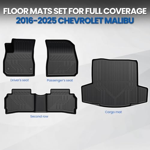 Floor Mats for Chevy Malibu 2016-2025 Gas Only, with Cargo Mat - Image 2
