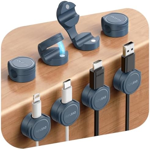 FLYLEAD 8-Pack Silicone Cord Organizer Magnetic Cable Clips, Adhesive by Sincerityisworththewait