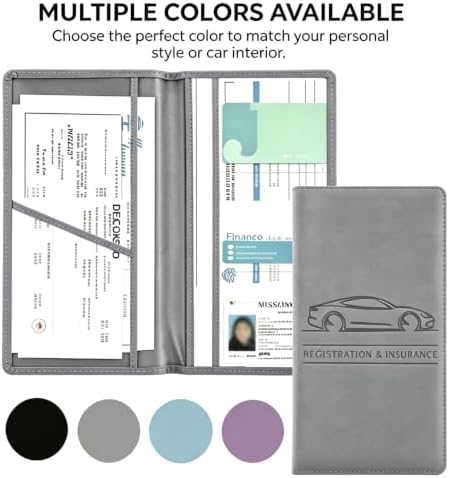 Car Registration and Insurance Holder, Vehicle Document Organizer with Secure Magnetic Closure, Automotive Glove Box Organizer for License, Cards & Essential Paperwork (Gray, 1PCS) - Image 5