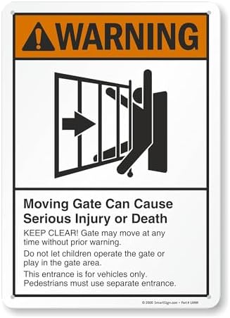 SmartSign-K-2317-AL-14 "Warning - Moving Gate Can Cause Injury Or Death" Sign | 10" x 14" Aluminum - Black/Orange on White by SmartSign