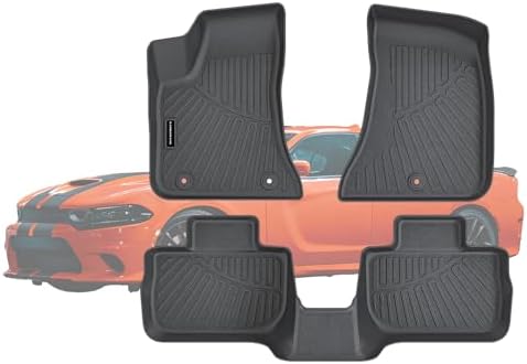 TPE Floor Mats for 2011-2023 Dodge Charger RWD & Chrysler 300 Rear-Wheel Drive ONLY All Weather Car Floor Liners Fit Dodge Charger RWD Accessories Black by SANBAN-AXE
