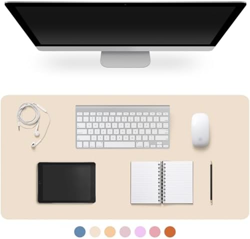 Leather Desk Pad Protector,Non-Slip Desk Pad(Eggshell, 35.4" x 17") by CADONO