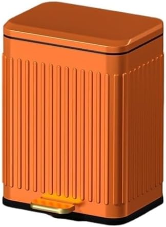 Stylish Stainless Steel Smart Trash Can with Soft Close Lid Step Open Pedal Fingerprint Proof Retro Design 6/13 Liter Capacity Bathroom Wastebasket (Orange) by Unknown