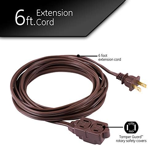 GE 3-Outlet Extension Cord with Multiple Outlets 6 Ft Power Strip 2 Prong - Image 2