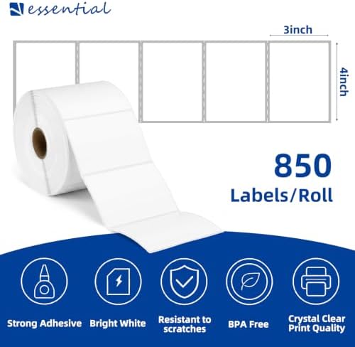 ESSENTIAL 4" x 3" Direct Thermal Labels, 1" Core (850 Labels, 1Roll) - Image 2