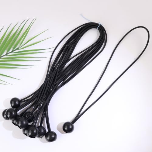 50PCS Ball Bungee Cords Heavy Duty Canopy Tarp Tie Downs, for Camping, Shelter, Cargo, Tent Poles UV Resistant - Black (Black, 12 inch) - Image 3