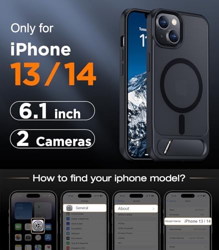 Temdan Compatible with iPhone 14 Case/iPhone 13 Case,[Built-in Invisible Kickstand][Compatible with MagSafe][Military Grade Shockproof] Slim Translucent Matte Phone Case for iPhone 14/13 6.1" - Image 2