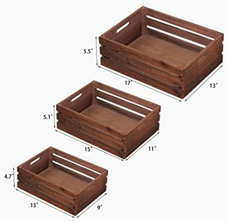 Wood Crates For Storage,Decorative Vintage Brown Wooden Crates For Display - Image 2