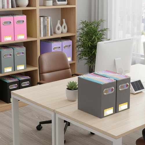BALEINE 1PK File Organizer Box, Cardboard File Folder Organizer with Handle - Image 2