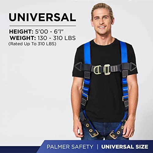 Palmer Safety Full Body Harness 5pt Adjustment, Front & Back D-Ring, Grommet Legs, and Fall Indicators - Image 4