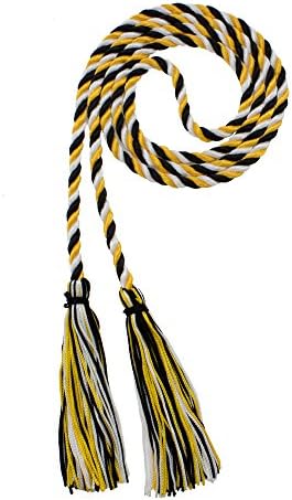 Tassel Depot Graduation Honor Cord - Black/Gold/White - Every School Color Available - Made In Usa by TasselDepot